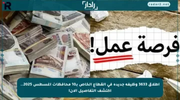إطلاق 3633 وظيفة جديدة في القطاع الخاص بـ10 محافظات أغسطس 2025.. اكتشف التفاصيل الآن!